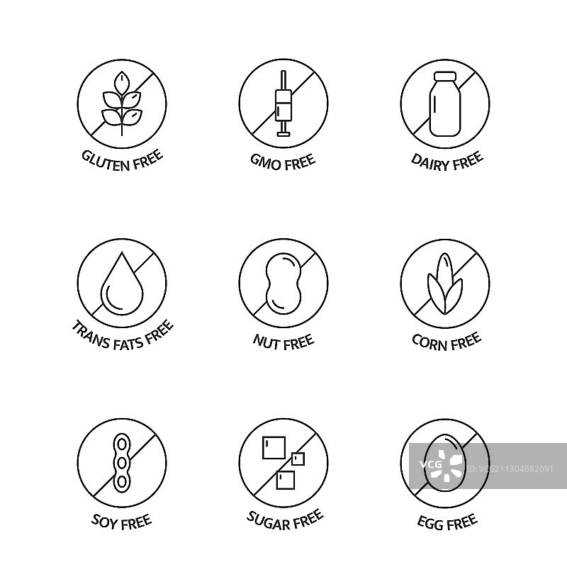 产品无过敏原食品不耐受线性图标图片素材