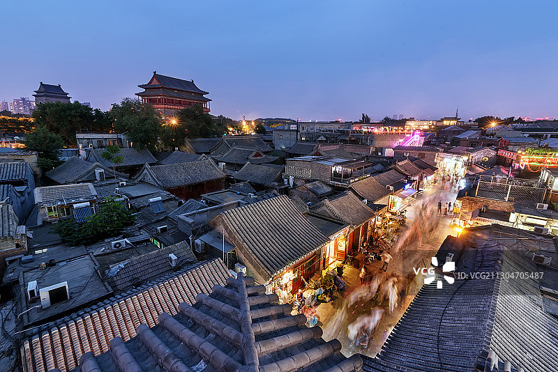 北京南锣鼓巷夜色图片素材