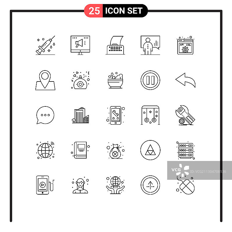 25个线条API男人象形图图片素材