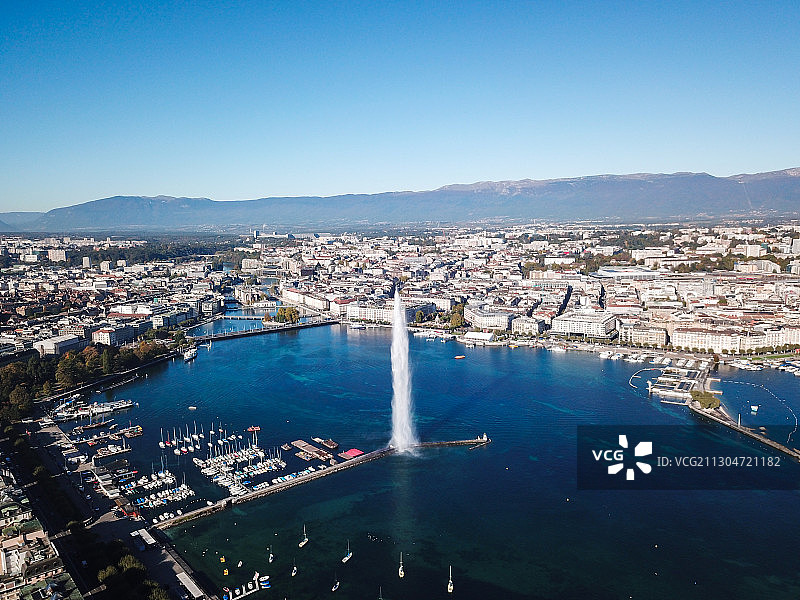 在日内瓦，大喷泉成了最高建筑图片素材