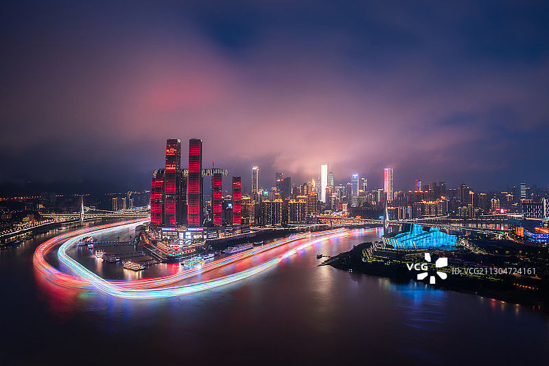 重庆来福士朝天门两江交汇图片素材