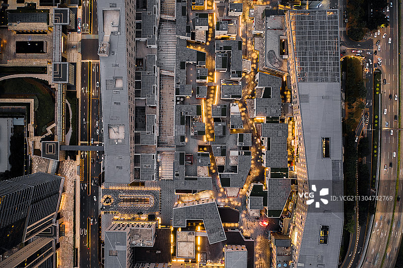 航拍深圳福田区深业上城的夜景图片素材