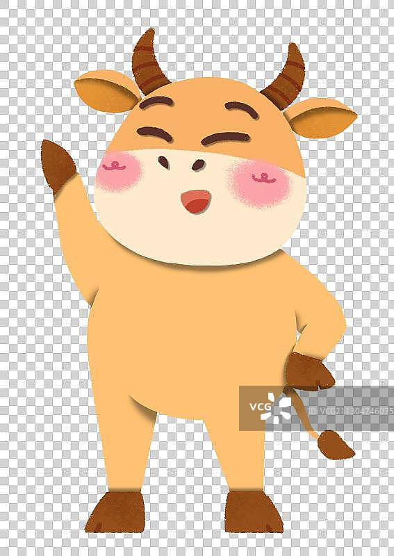 开心叉腰的牛扁平风剪纸风格图片素材