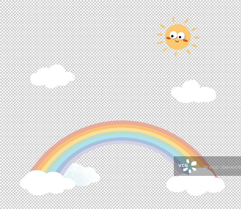 彩虹天空云扁平风图片素材