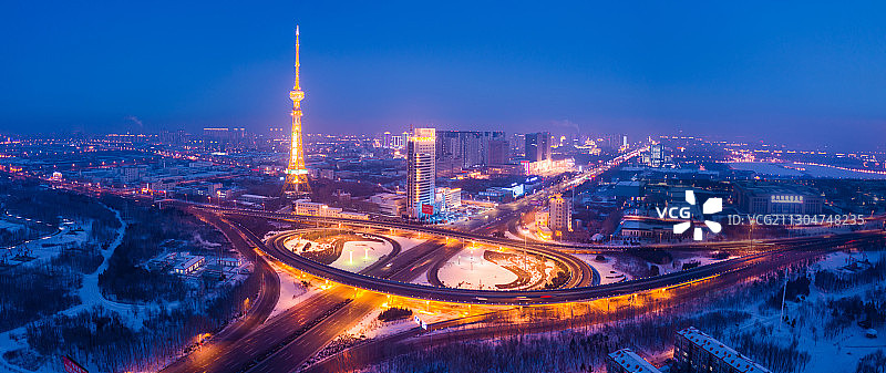 大庆城市夜景图片素材