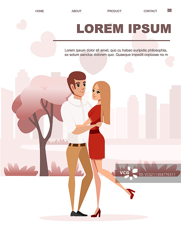 相爱拥抱的男女情侣卡通图片素材