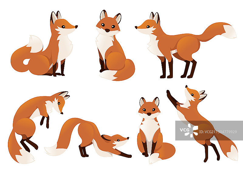 可爱卡通狐狸滑稽红狐狸系列图片素材