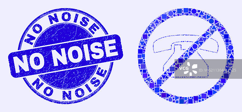 蓝色Grunge风格无噪音印章和禁用手机图片素材