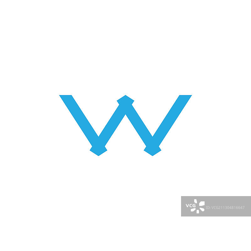 字母W简约几何线条标志图片素材