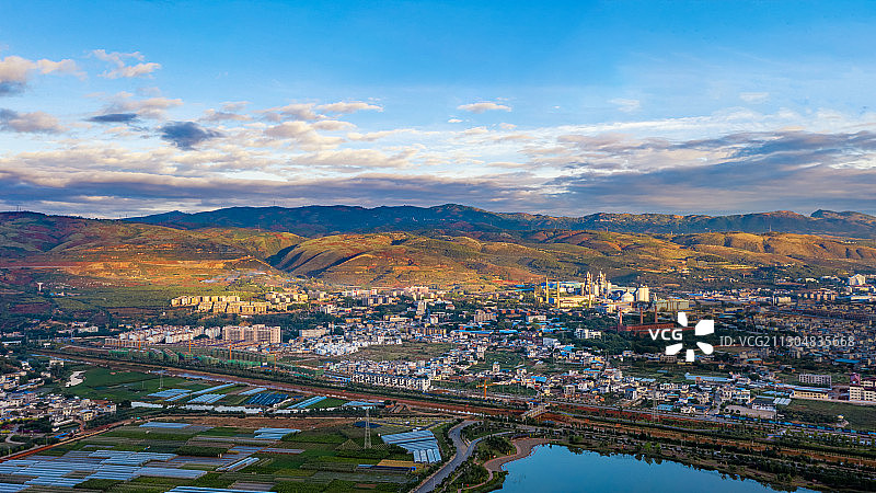 云南省红河哈尼族彝族自治州开远市城市风光图片素材