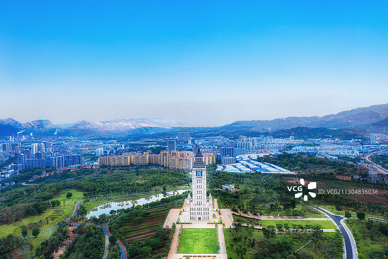 航拍云南红河州开远市凤凰生态公园图片素材