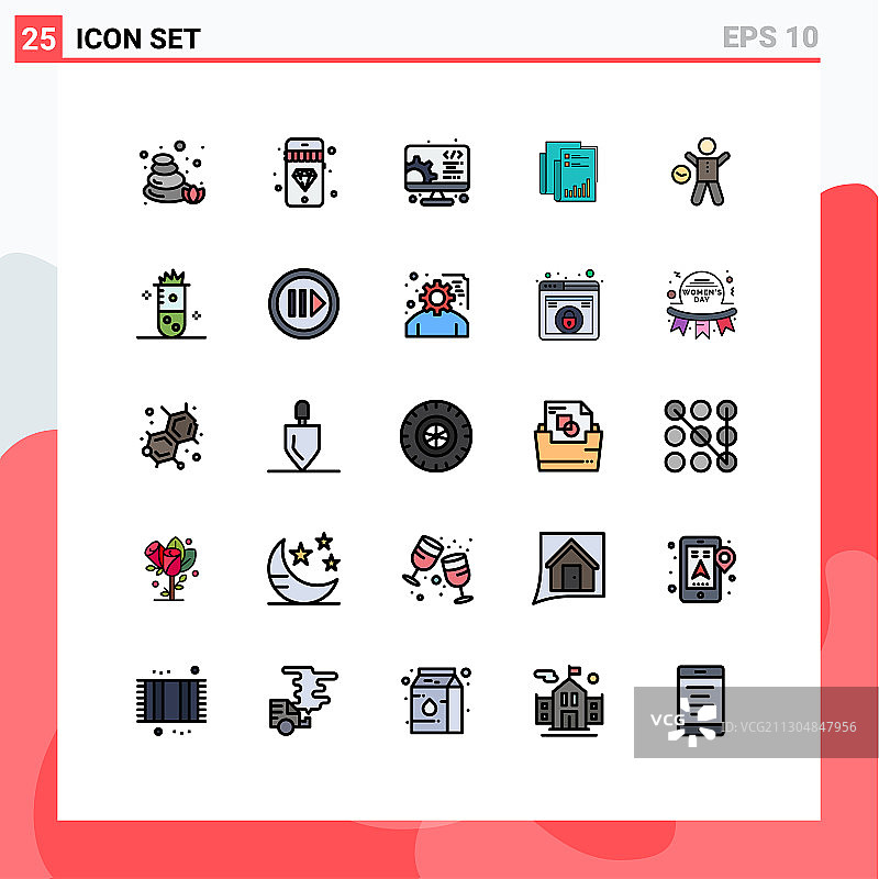 在网格上设置25个填充线平面颜色图片素材