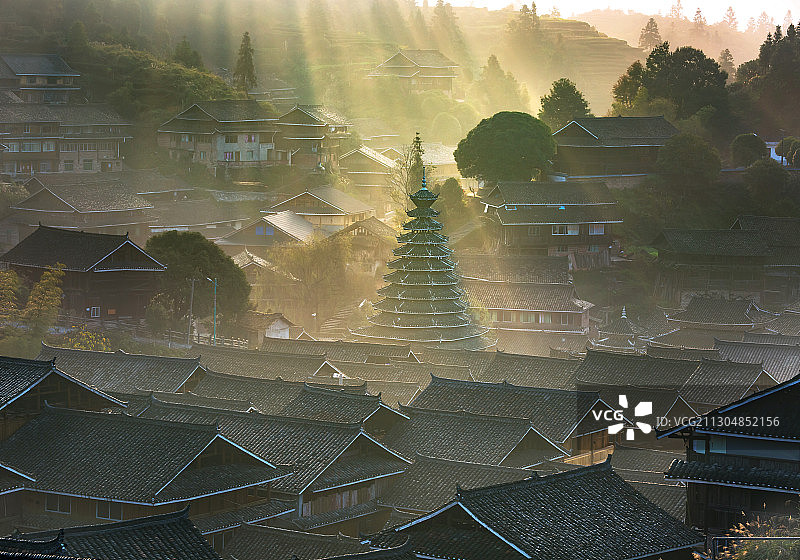 三江侗寨鼓楼图片素材