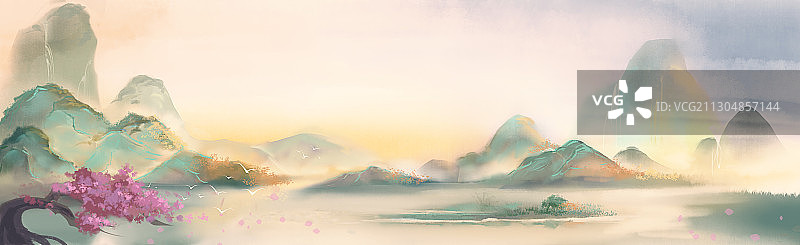 山河横幅图片素材