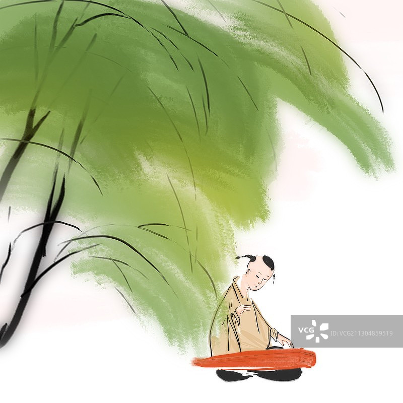 中国风著名诗人插画图片素材