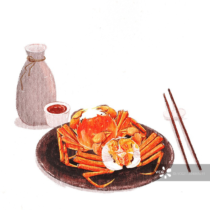 大闸蟹方形白色背景图片素材