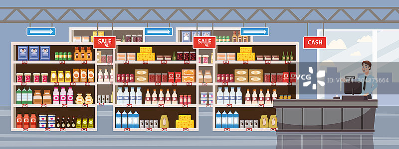 大型超市商场内部场景图片素材