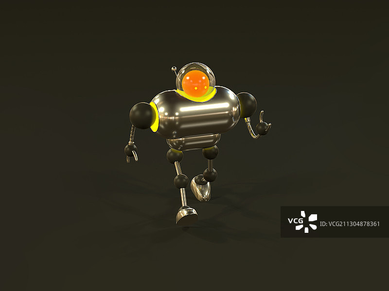 金属的卡通3d机器人玩具图片素材