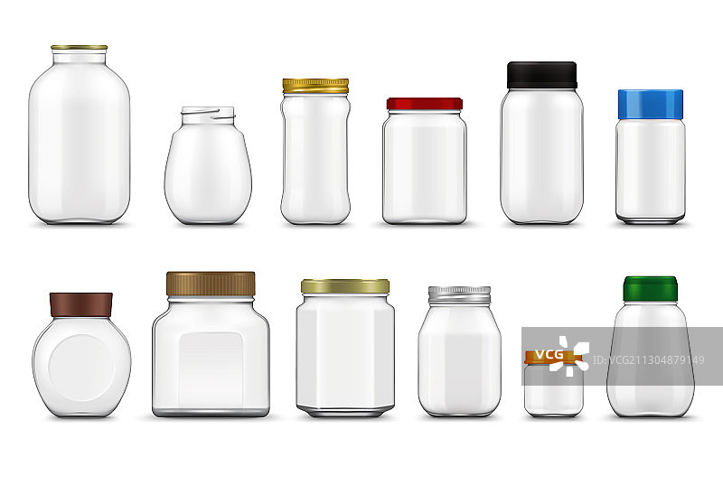 逼真的玻璃罐盖子食品包装模型图片素材