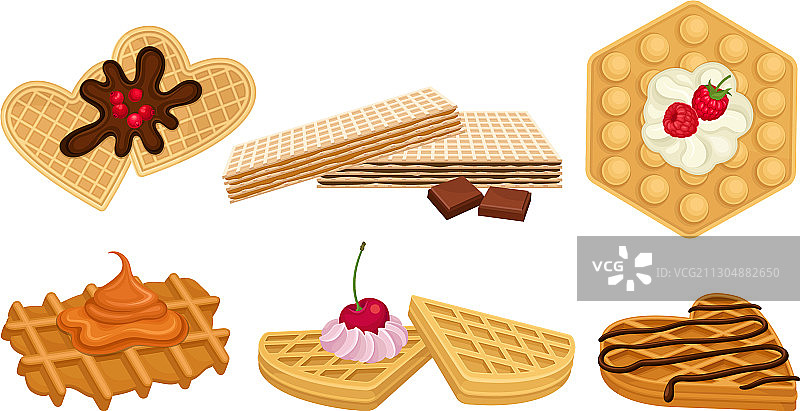 带纹理表面和甜味浇头的华夫饼图片素材