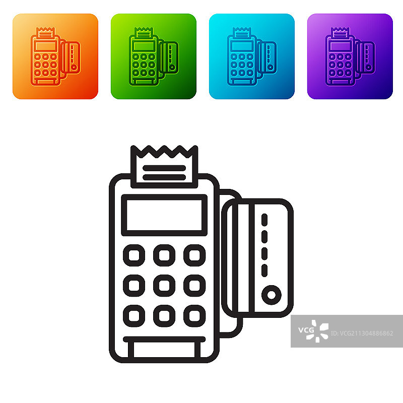 黑色线条插入信用卡的POS机图片素材