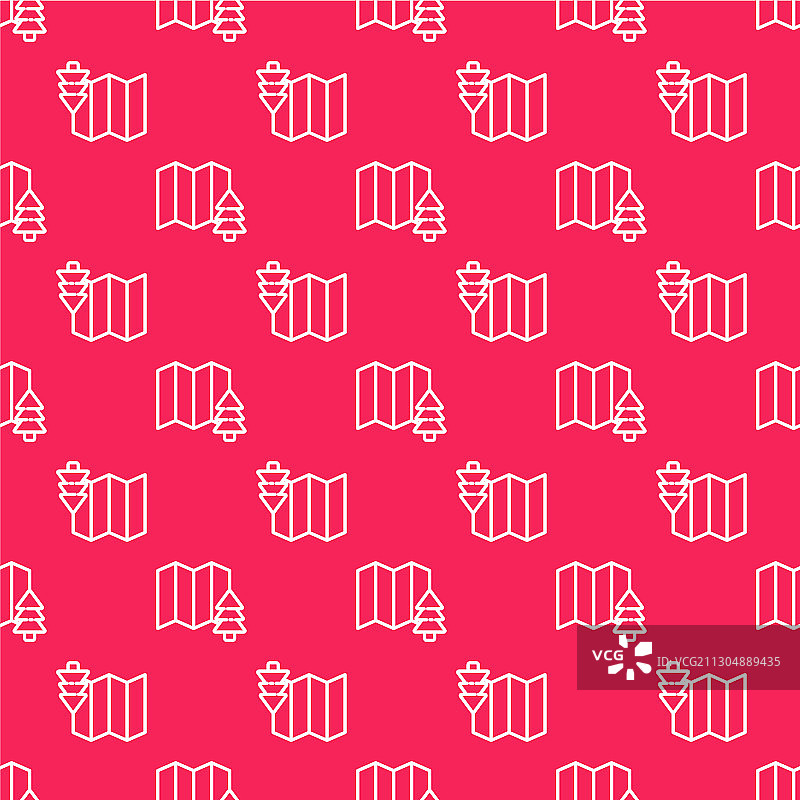 白色线条地图上的森林位置图标图片素材