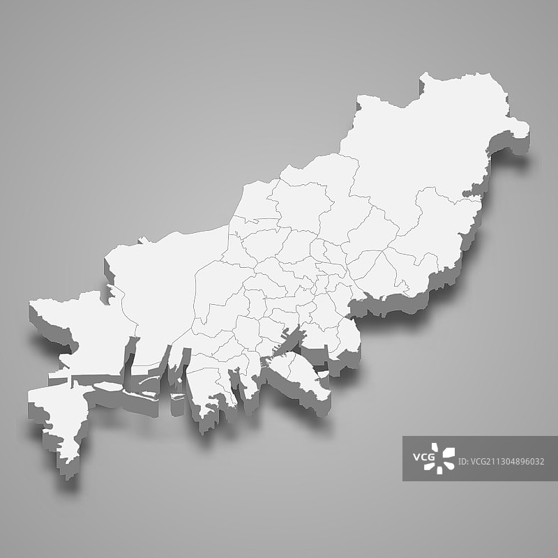 韩国南部地区2.5D地图图片素材