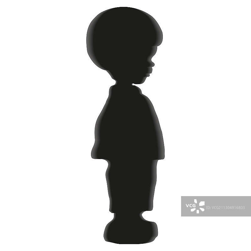 白色背景上的男孩剪影图片素材
