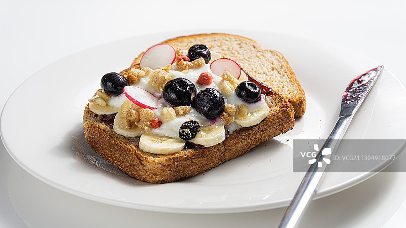 香蕉酸奶麦片吐司图片素材
