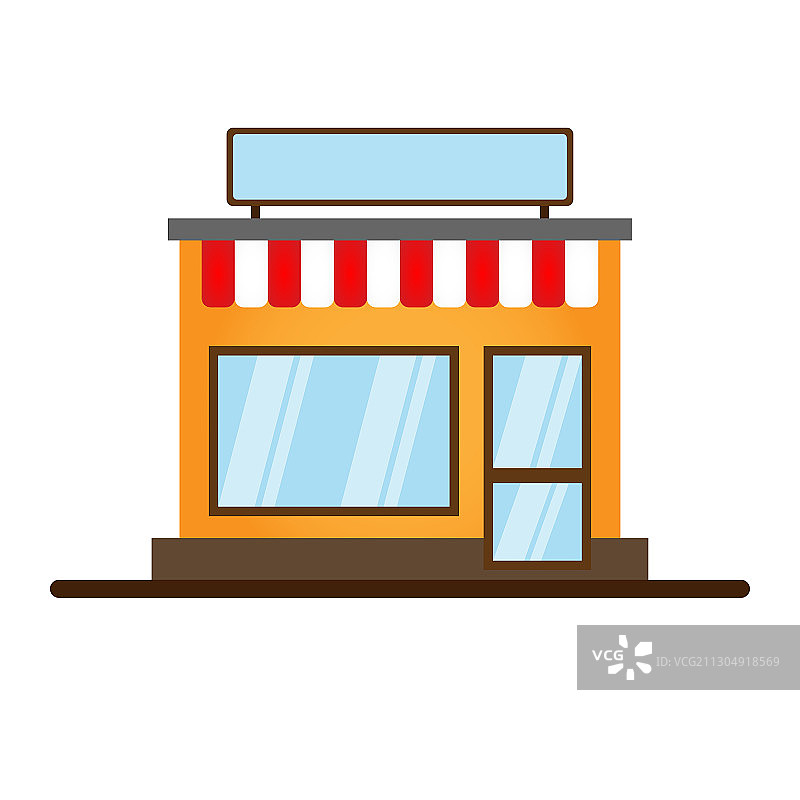 餐厅和商店立面扁平设计图片素材