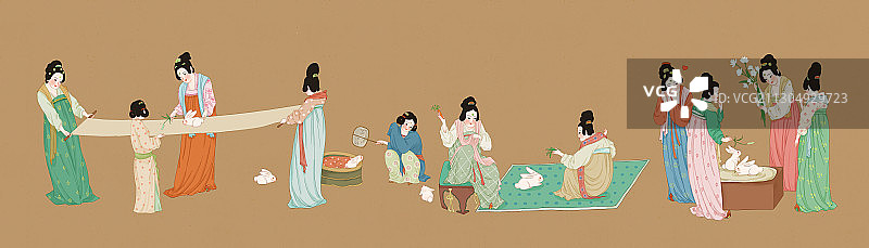 捣练图插画图片素材