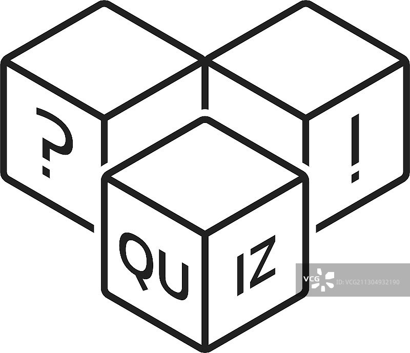 类似细线立方体的测验图标图片素材