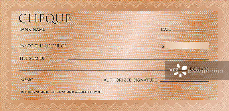 复古奢华粉色金色支票模板图片素材