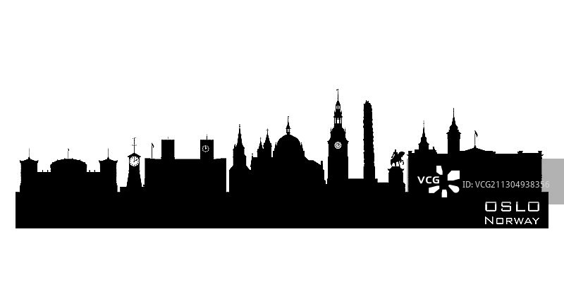 奥斯陆城市天际线剪影图片素材