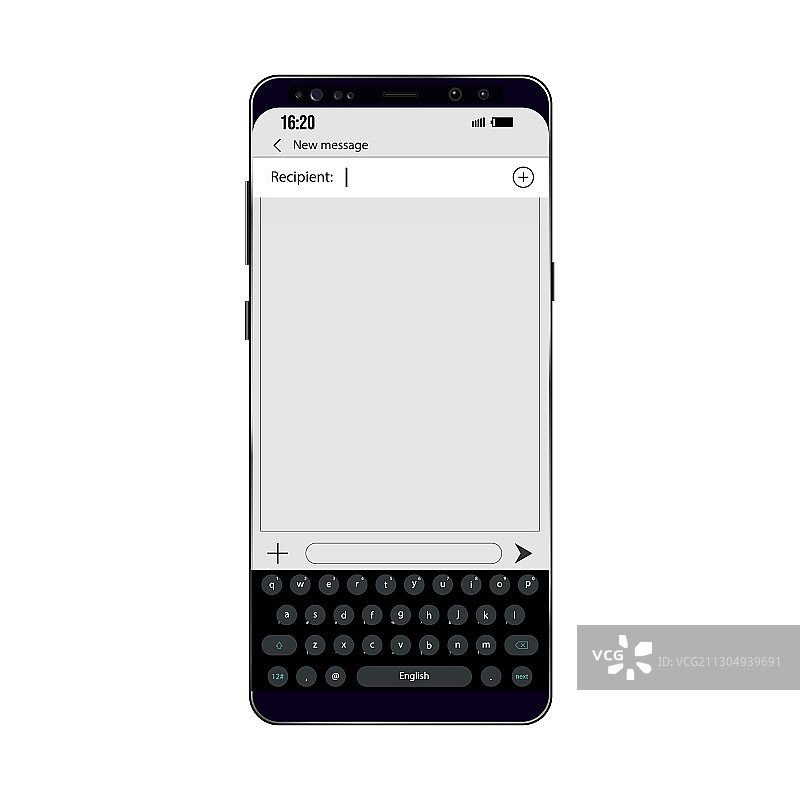 带短信示例的旧款智能手机图片图片素材