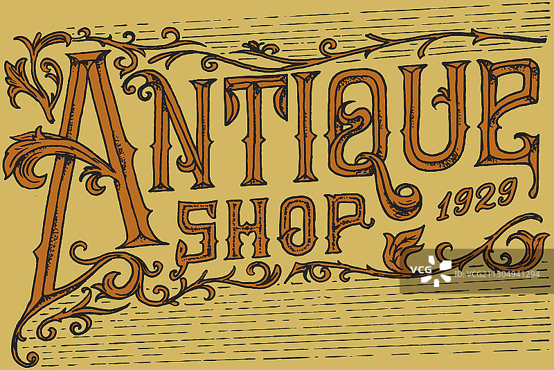 金色复古卡片店古董框架标签图片素材