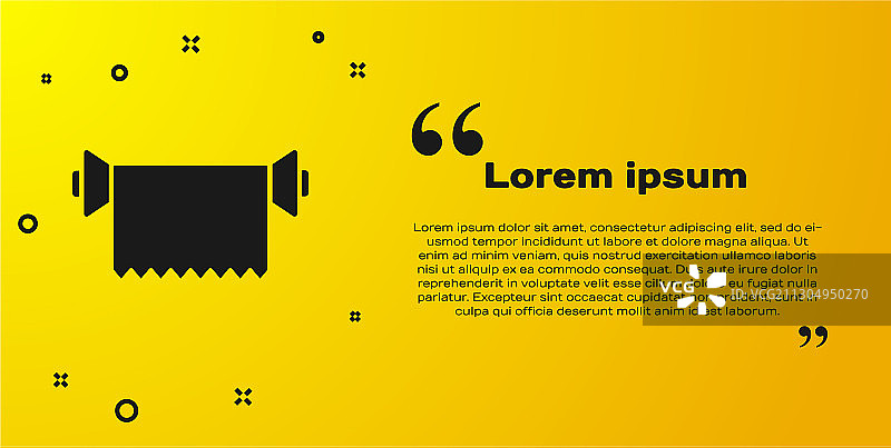 黄色背景上的黑色纺织面料卷图标图片素材