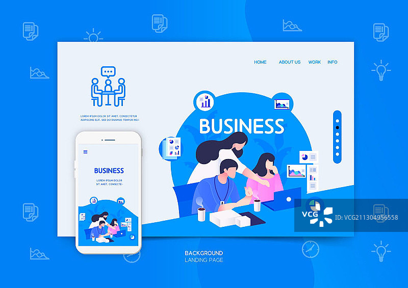 坐在办公桌前开会的人物图片素材