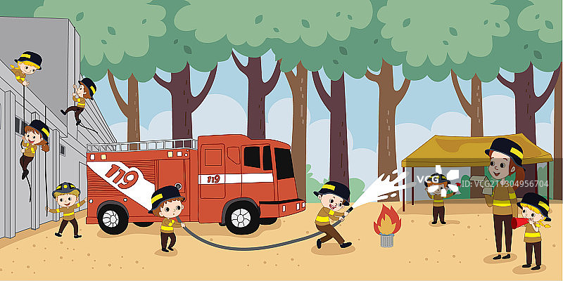 儿童消防训练图片素材