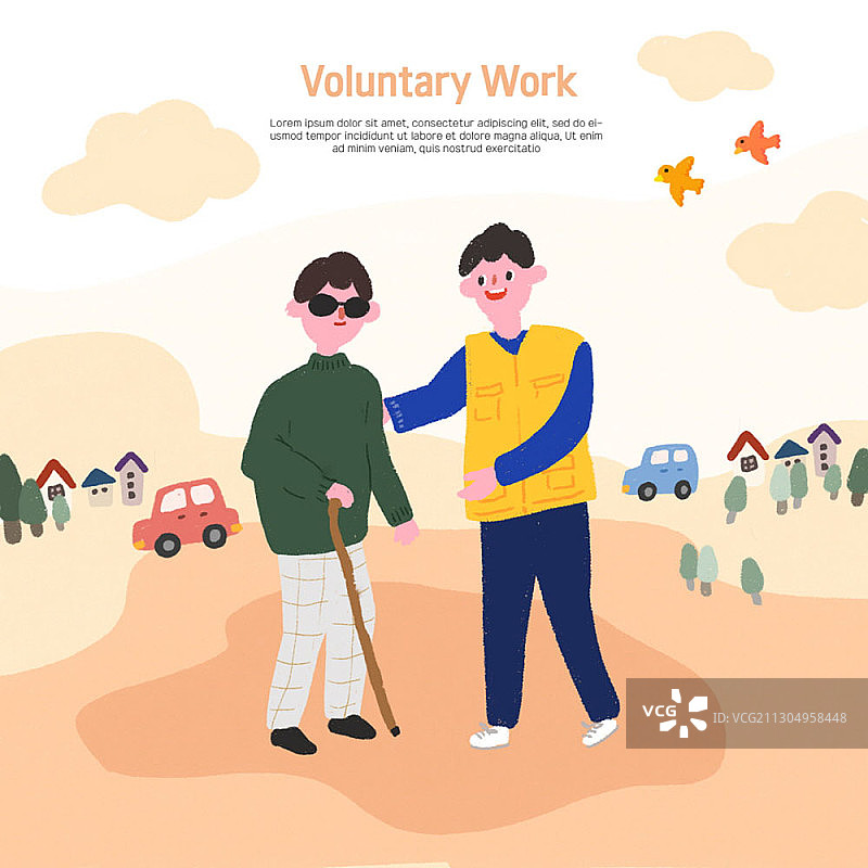 一个人引导视障人士图片素材