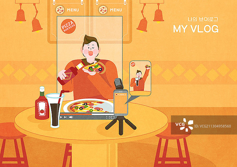 男人在做吃播图片素材