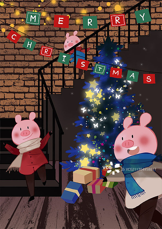 圣诞节的小猪图片素材
