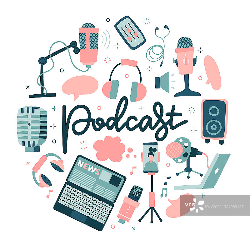 播客圆形概念录音图片素材