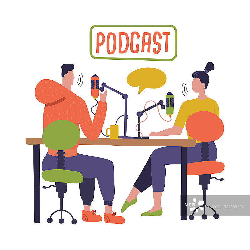 人们在演播室录制播客，电台主持人图片素材