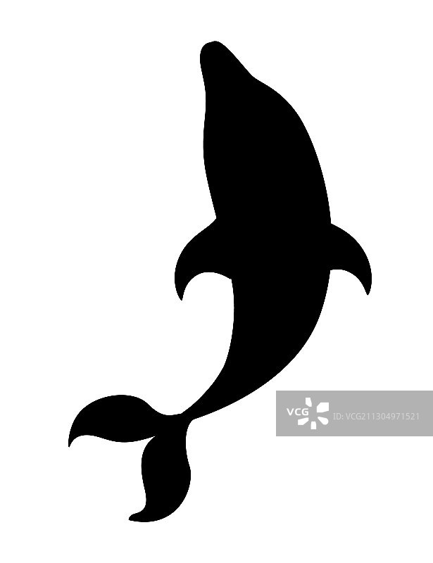 黑色海豚卡通海洋动物剪影图片素材