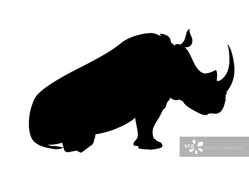 黑色轮廓非洲犀牛坐着图片素材
