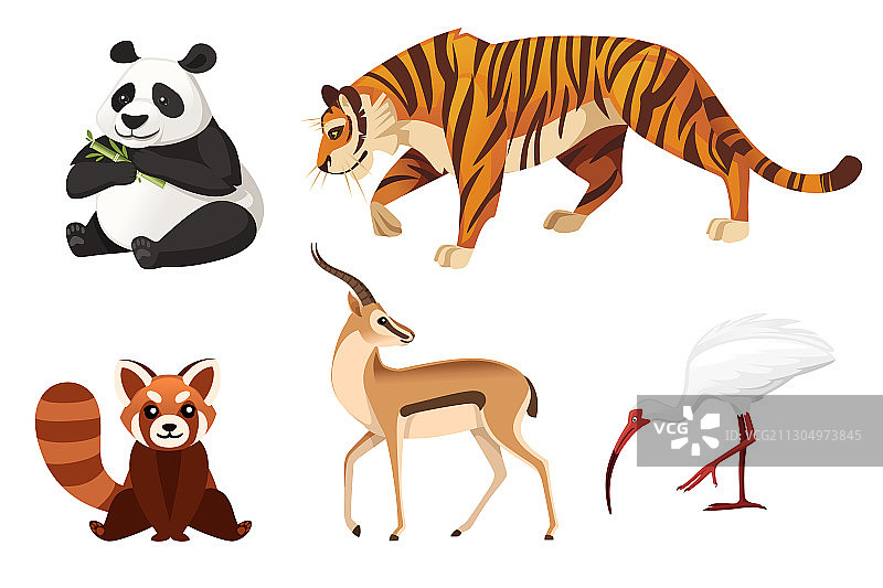 不同动物卡通设计套装图片素材