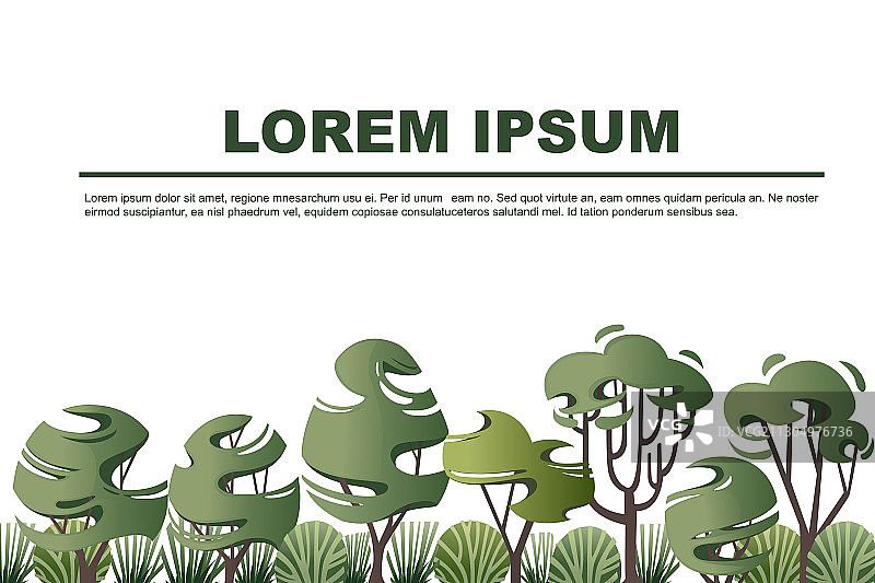 绿色树叶森林的现代横向设计图片素材