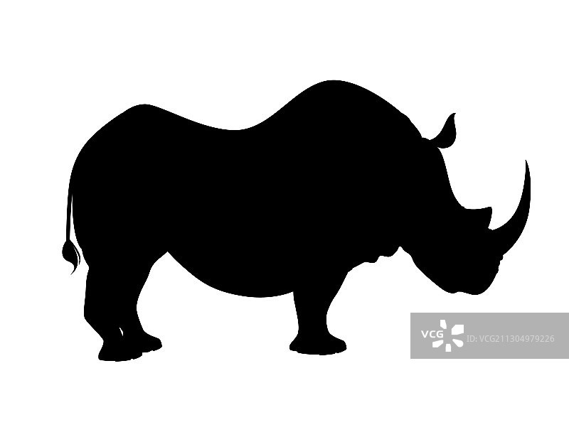 黑色剪影非洲犀牛侧视图图片素材