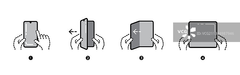 带有可折叠屏幕的智能手机平板电脑图片素材